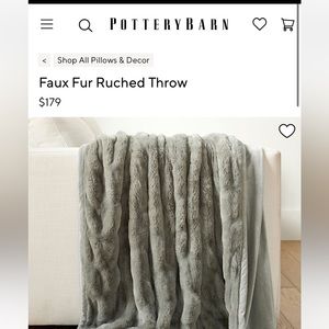 Pottery Barn Faux Fur Ruched Throw Blanket